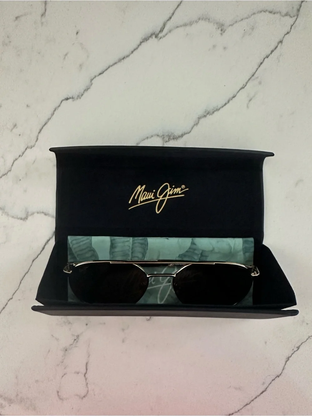 Maui Jim Waterfront Sunglasses — Gold Frame with Blue-Yellow Gradient Lenses